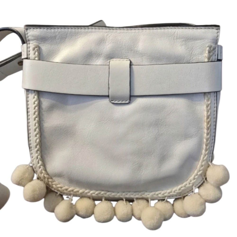 Tory Burch White Gemini Link Embellished Pom-Pom Crossbody Bag - Picture 6 of 16